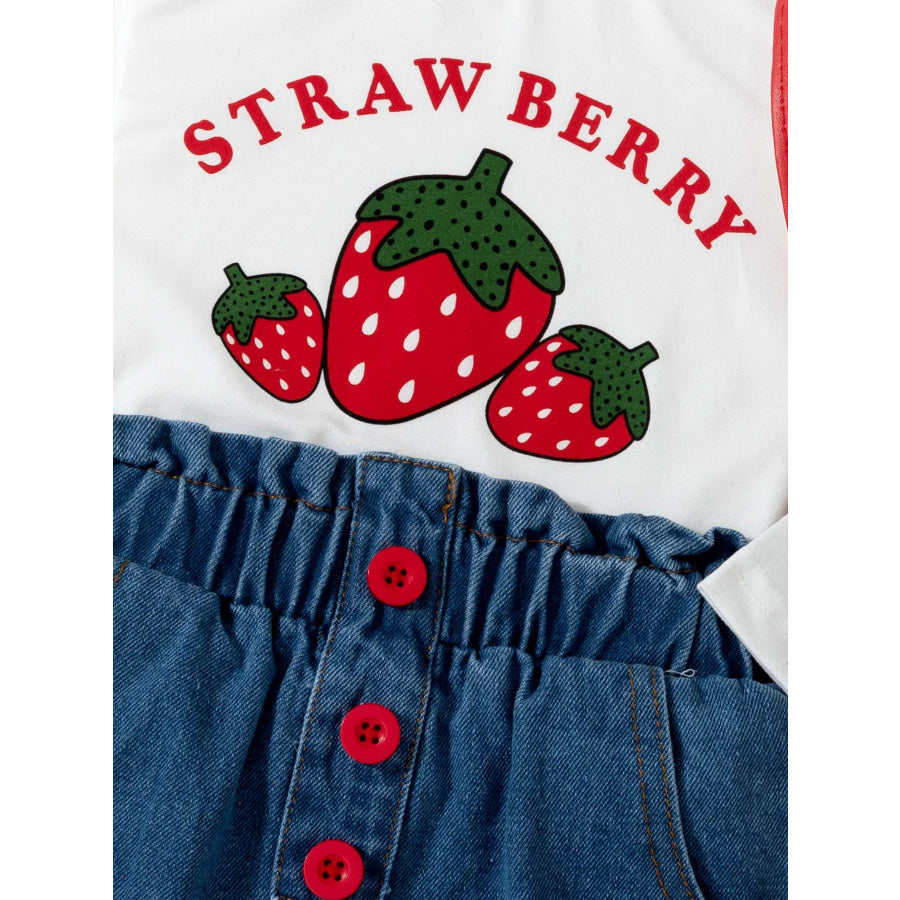 Children’s Strawberry Long Sleeve Top and Jeans Set Apparel and Accessories