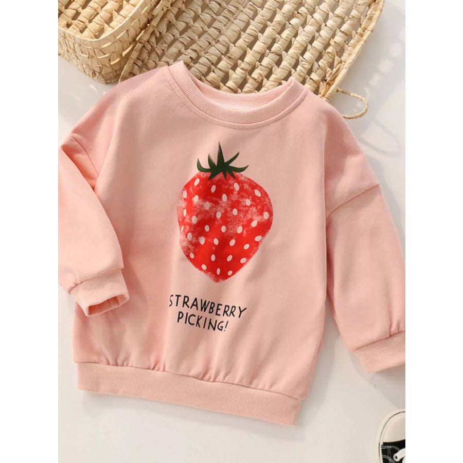 Children’s Strawberry Picking Graphic Crew Neck Sweatshirt Apparel and Accessories