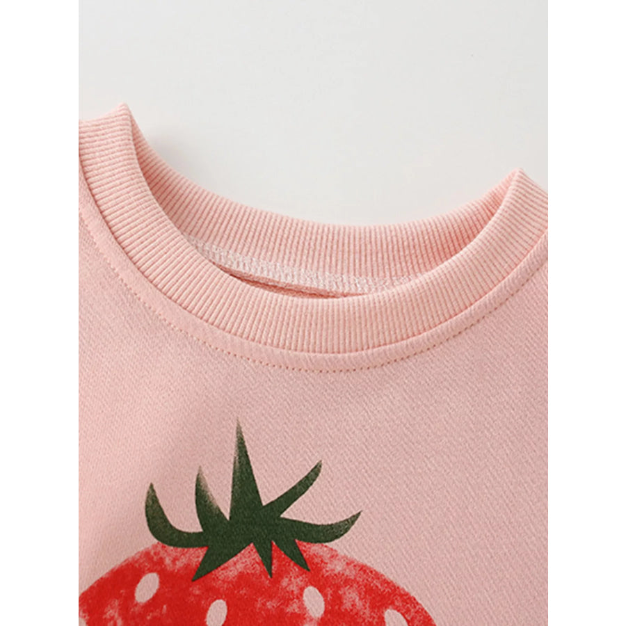 Children’s Strawberry Picking Graphic Crew Neck Sweatshirt Apparel and Accessories