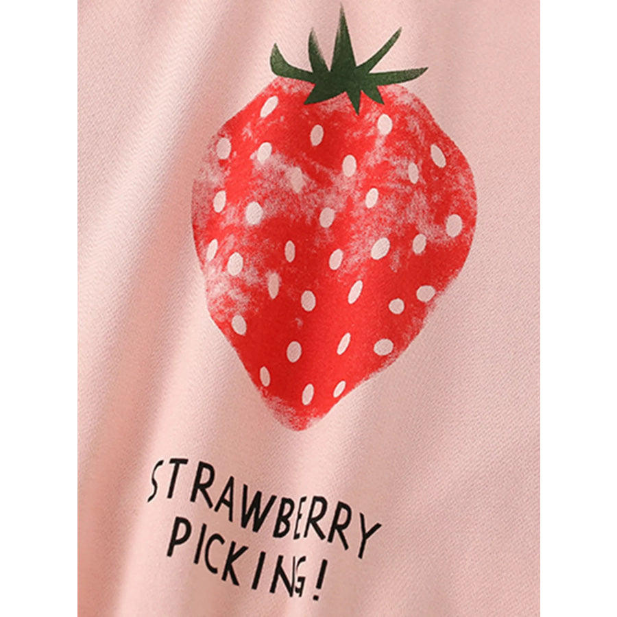 Children’s Strawberry Picking Graphic Crew Neck Sweatshirt Apparel and Accessories