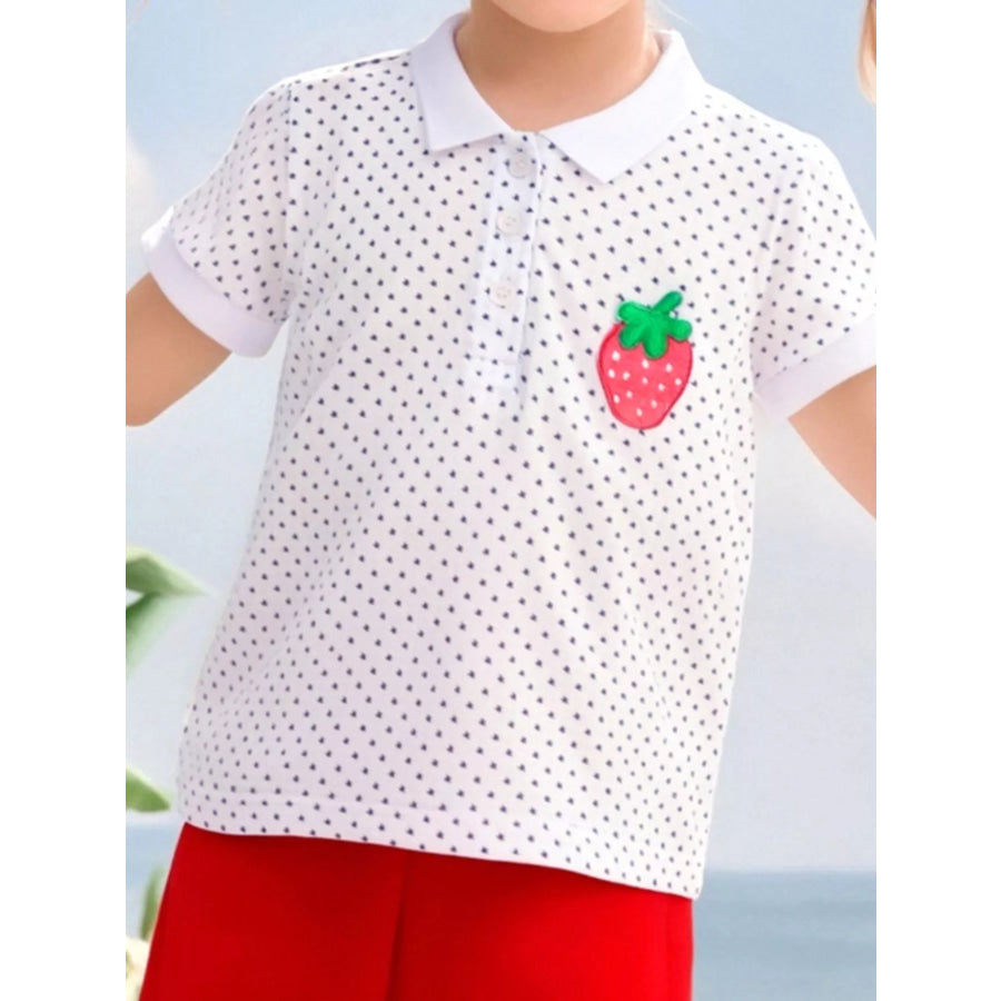 Children’s Strawberry Polka Dot Polo White / 2Y Apparel and Accessories