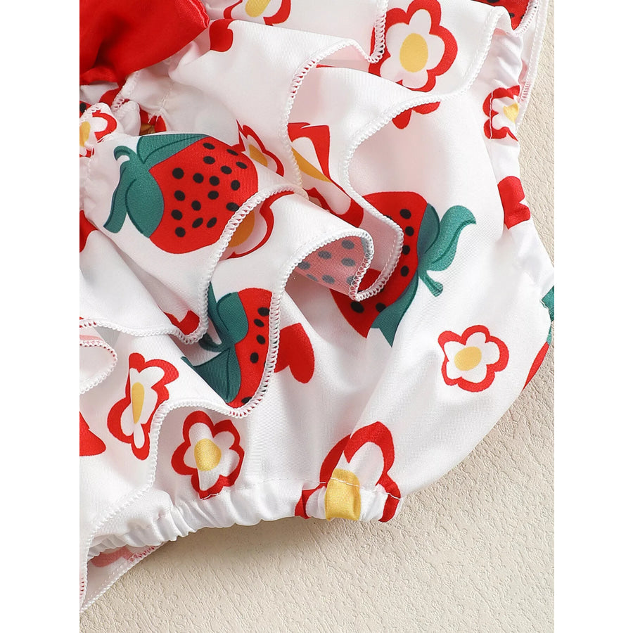 Children’s Strawberry Print Cami and Skort Set with Hat White / 0-3M Apparel and Accessories