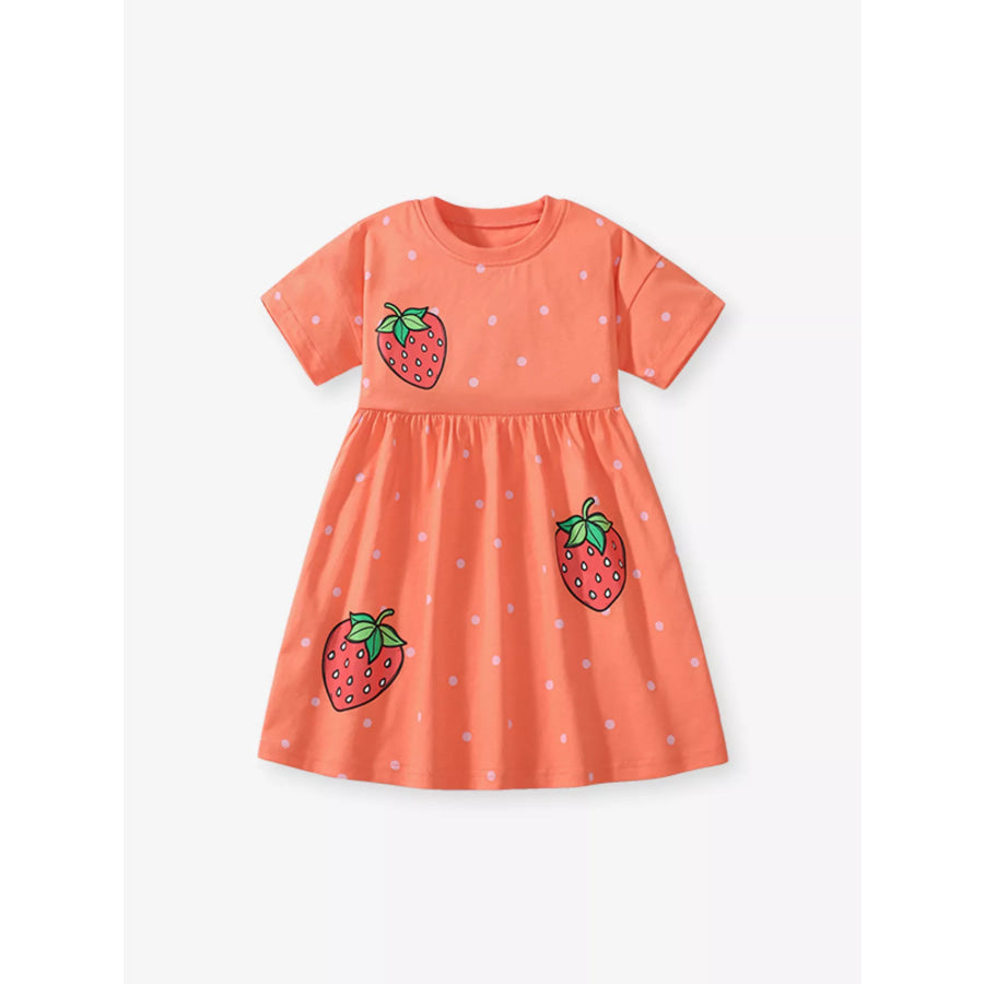 Children’s Strawberry Print Casual Dress Apparel and Accessories