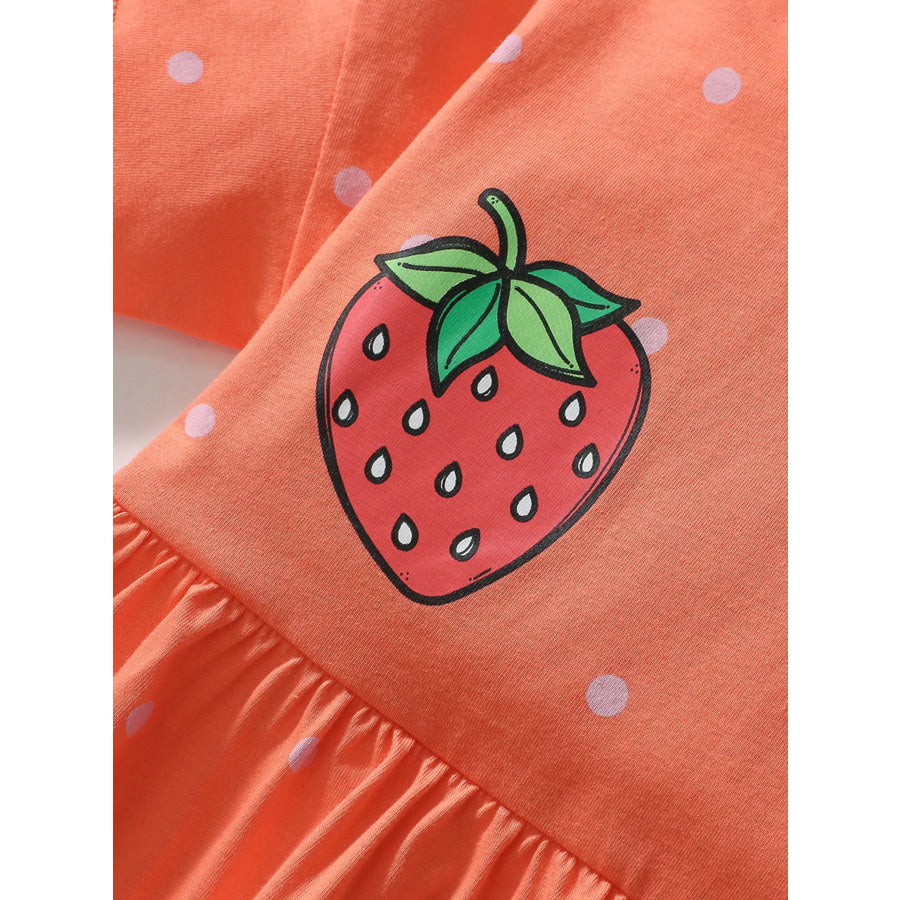 Children’s Strawberry Print Casual Dress Apparel and Accessories