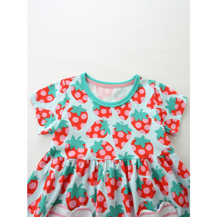 Children’s Strawberry Print Casual Dress Apparel and Accessories