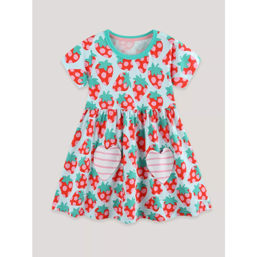 Children’s Strawberry Print Casual Dress Apparel and Accessories