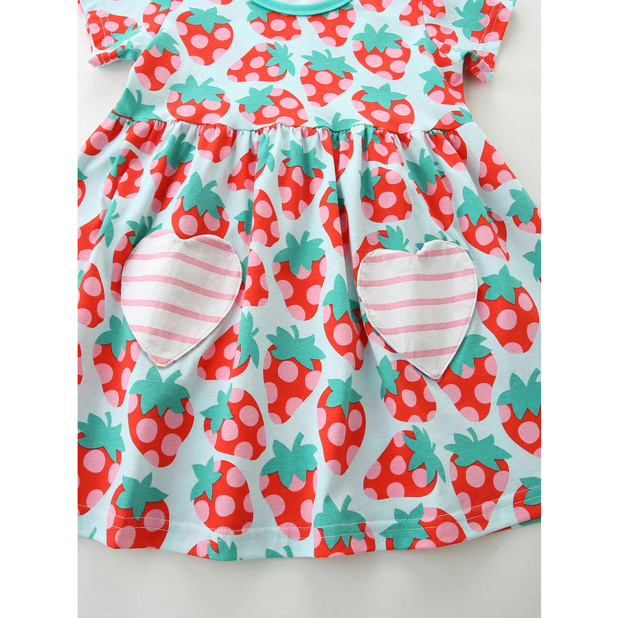Children’s Strawberry Print Casual Dress Apparel and Accessories