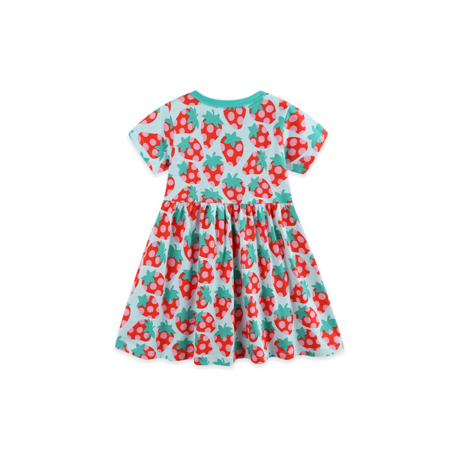 Children’s Strawberry Print Casual Dress Apparel and Accessories