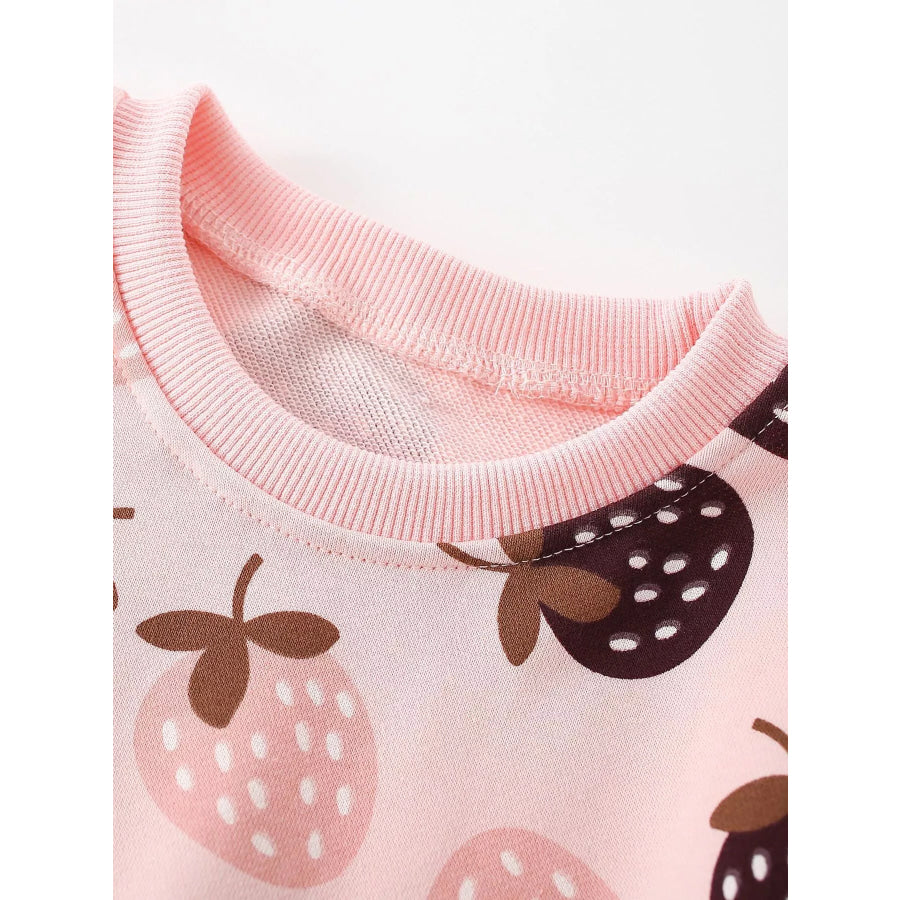 Children’s Strawberry Print Crew Neck Sweatshirt Apparel and Accessories