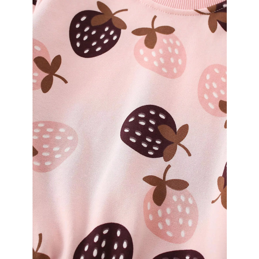 Children’s Strawberry Print Crew Neck Sweatshirt Apparel and Accessories