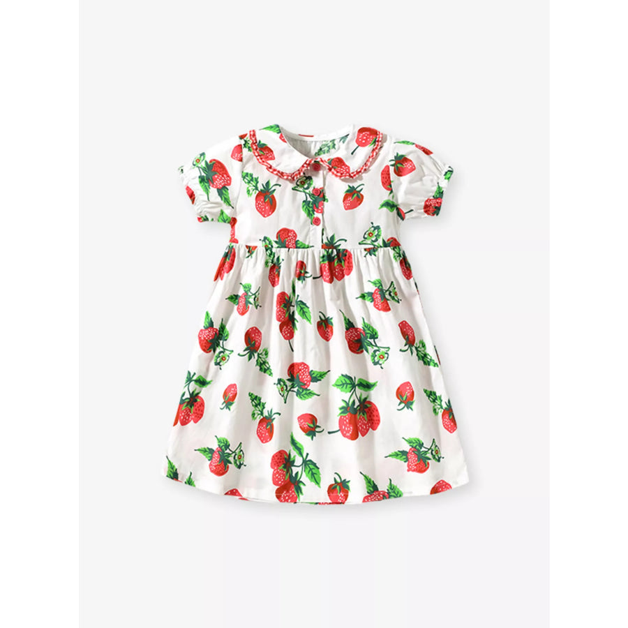 Children’s Strawberry Print Peter Pan Collar Dress Apparel and Accessories