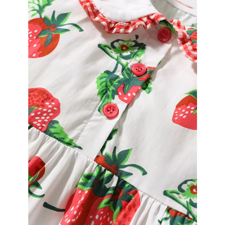 Children’s Strawberry Print Peter Pan Collar Dress Apparel and Accessories