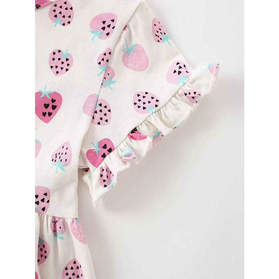Children’s Strawberry Print Ruffle Sleeve Casual Dress Apparel and Accessories
