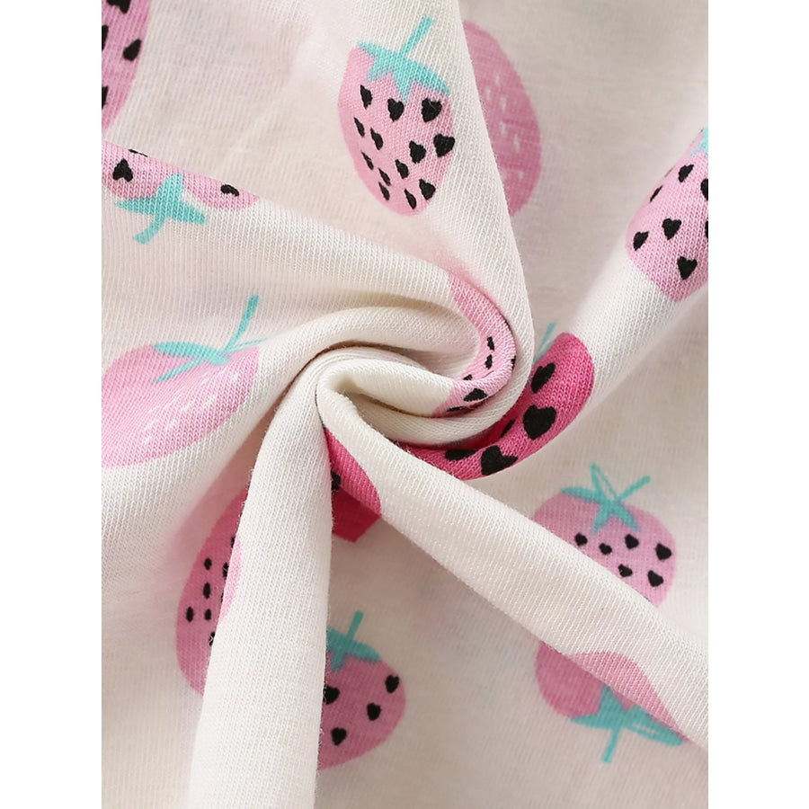 Children’s Strawberry Print Ruffle Sleeve Casual Dress Apparel and Accessories