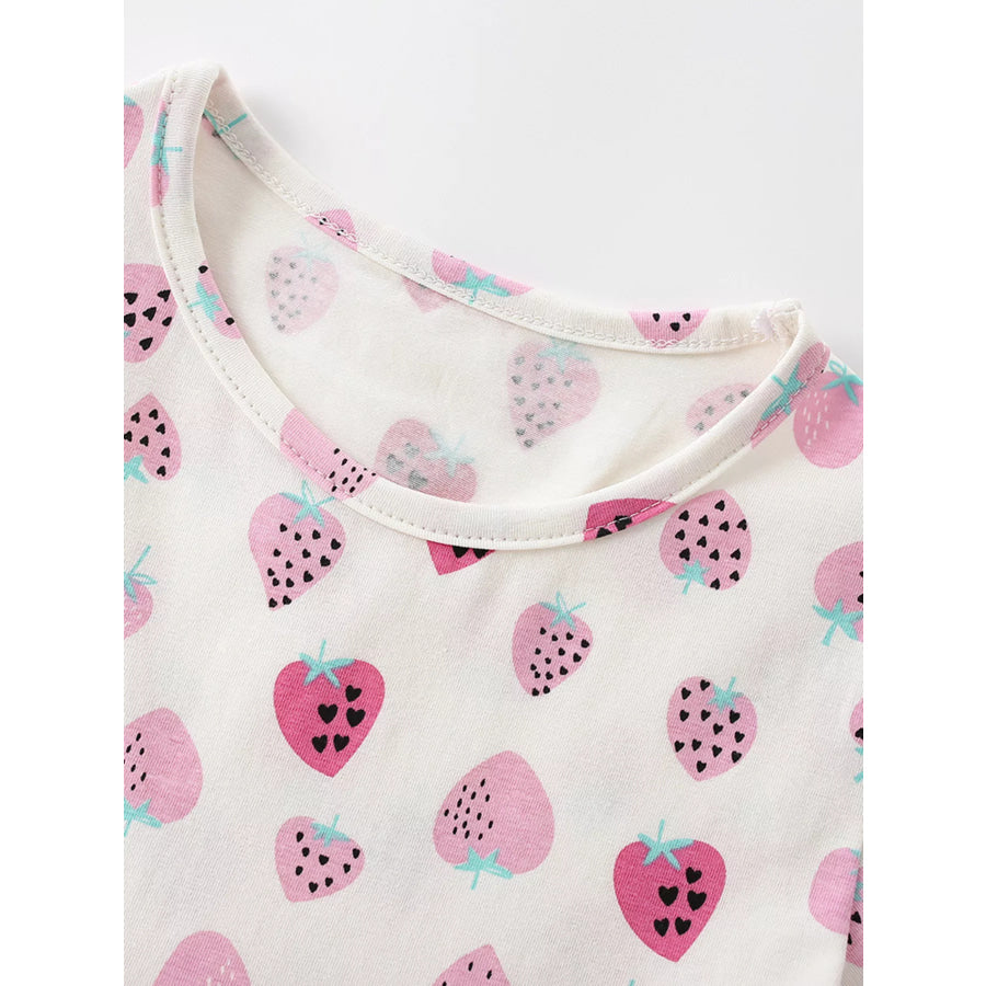 Children’s Strawberry Print Ruffle Sleeve Casual Dress Apparel and Accessories