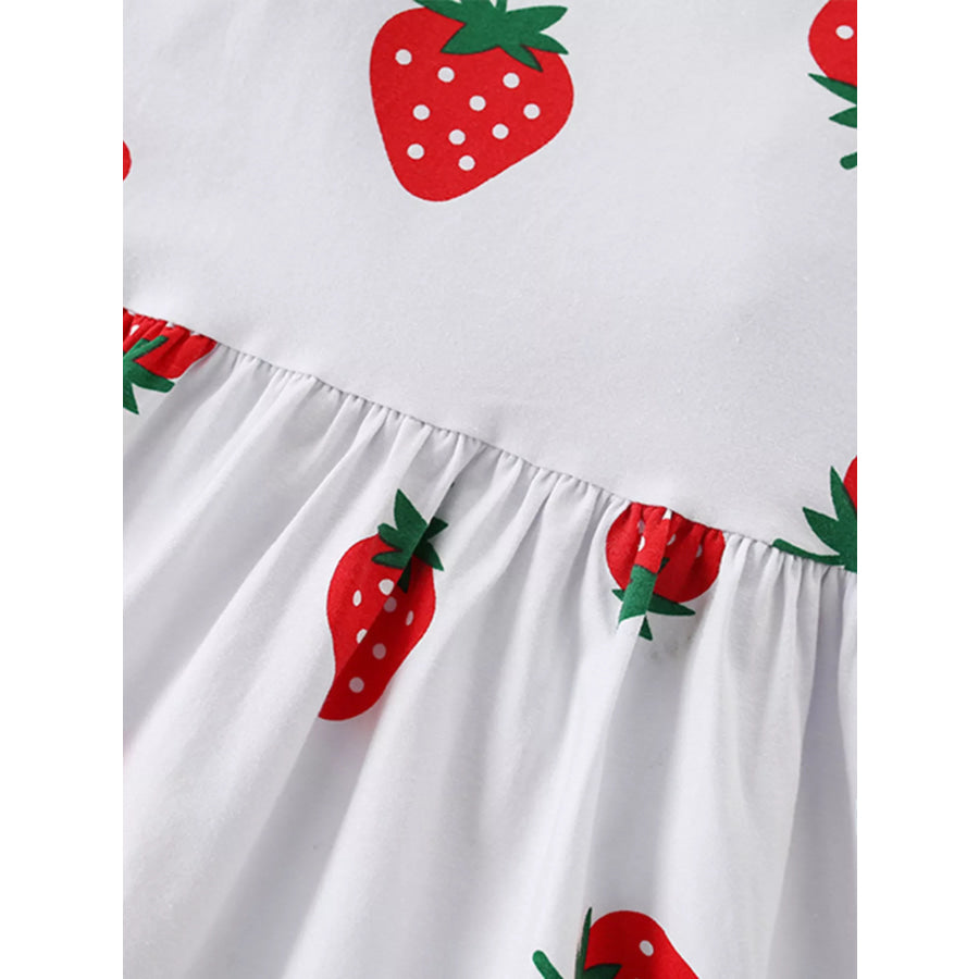 Children’s Strawberry Print Ruffle Sleeve Dress Apparel and Accessories