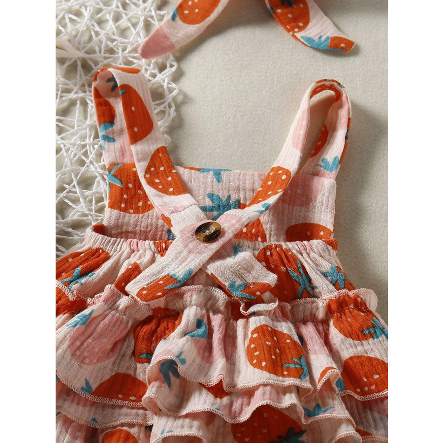 Children’s Strawberry Print Ruffle Trim Bodysuit & Headband Set Multicolor / 0-3M Apparel and Accessories