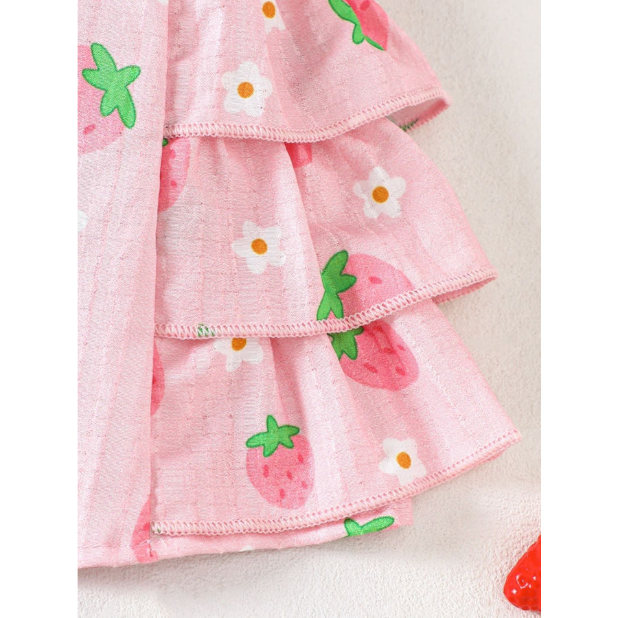 Children’s Strawberry Print Ruffled Cami and Shorts Set Apparel Accessories