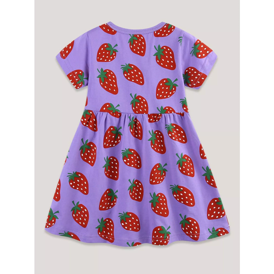 Children’s Strawberry Print Short Sleeve Dress Apparel and Accessories