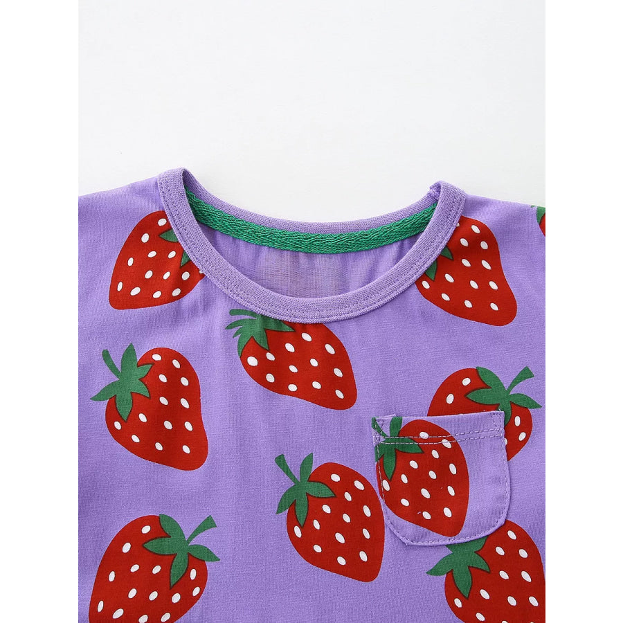 Children’s Strawberry Print Short Sleeve Dress Apparel and Accessories