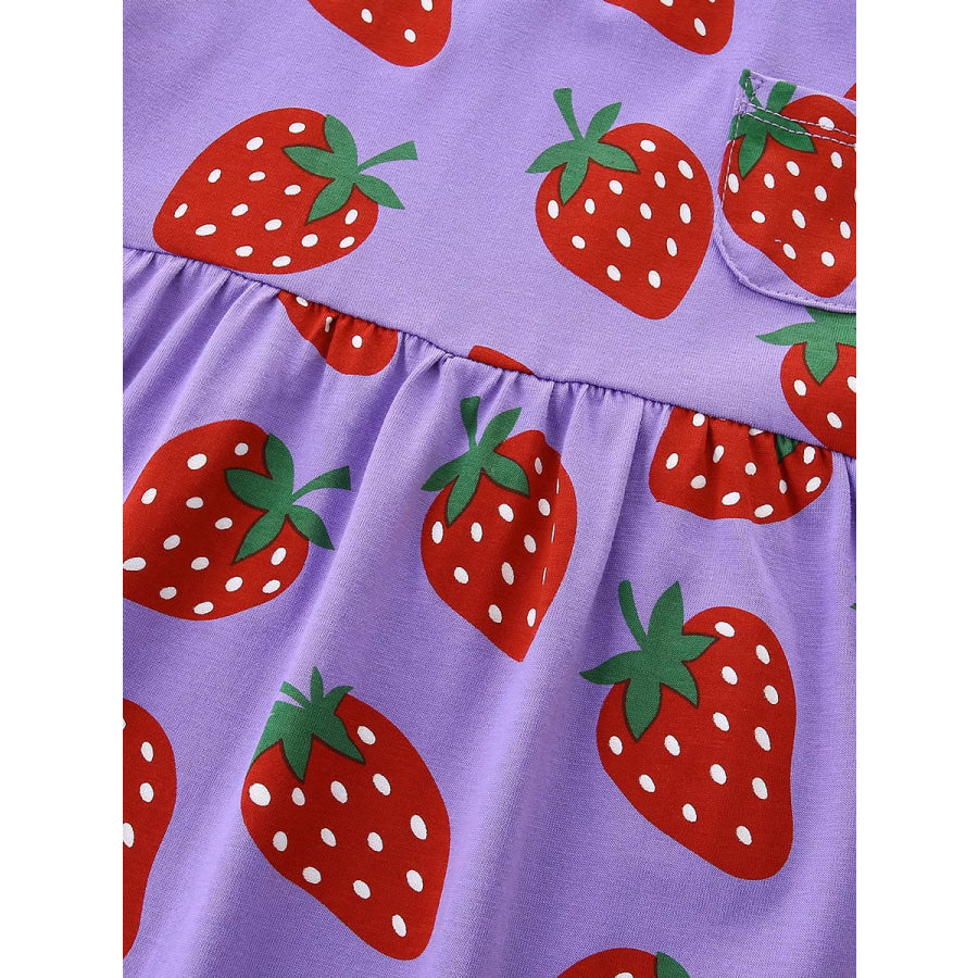 Children’s Strawberry Print Short Sleeve Dress Apparel and Accessories