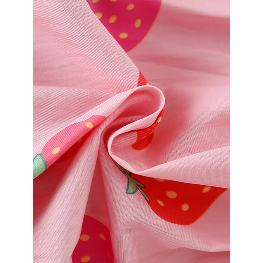 Children’s Strawberry Print Tiered Puff Sleeve Dress Apparel and Accessories