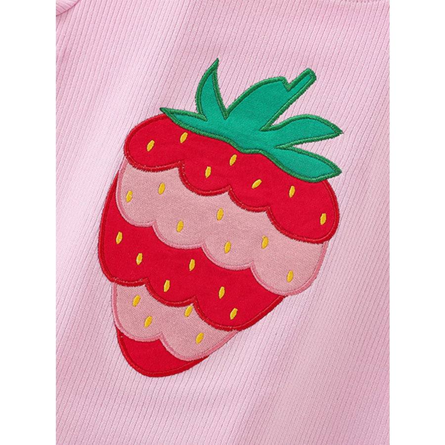 Children’s Strawberry Round Neck Tee and Shorts Set Apparel and Accessories
