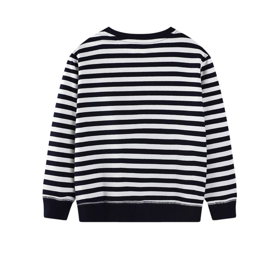 Children’s Striped Airplane Applique Crewneck Sweatshirt Apparel and Accessories
