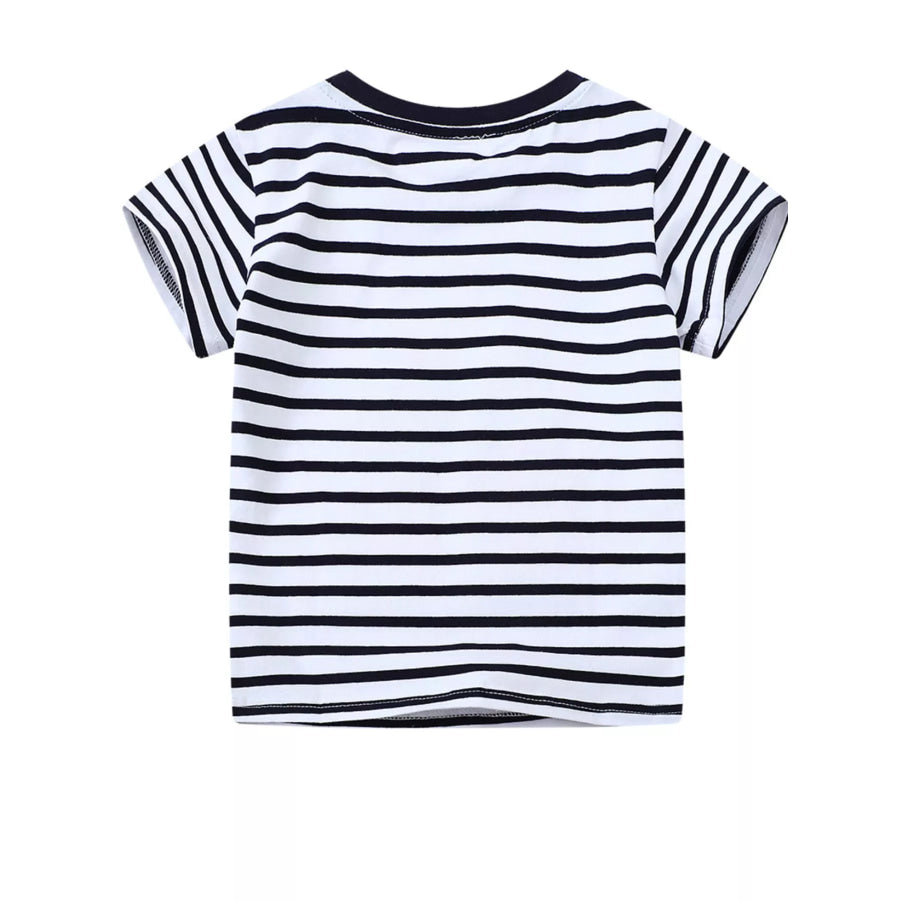 Children’s Striped Animal Crew Neck T-Shirt Apparel and Accessories