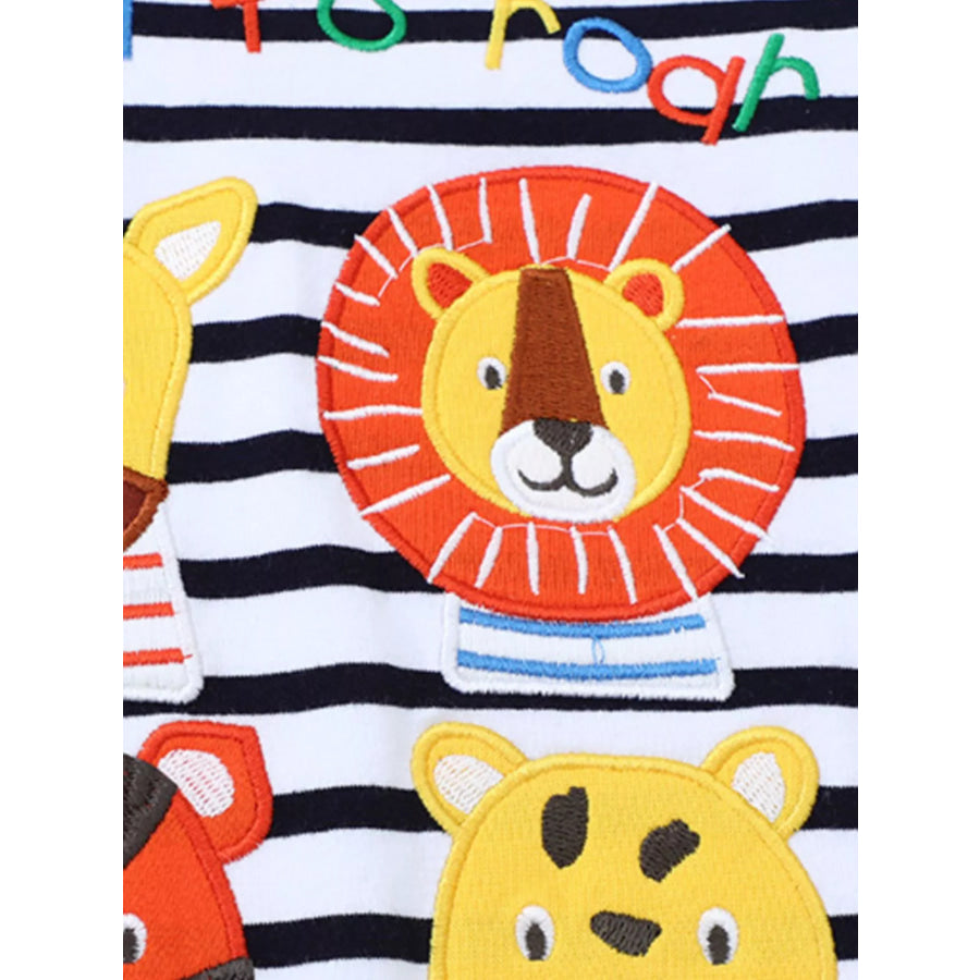 Children’s Striped Animal Crew Neck T-Shirt Apparel and Accessories