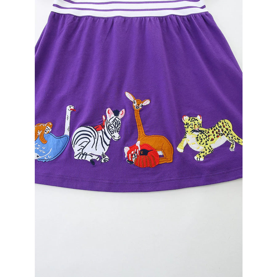 Children’s Striped & Animal Embroidered Dress Apparel and Accessories