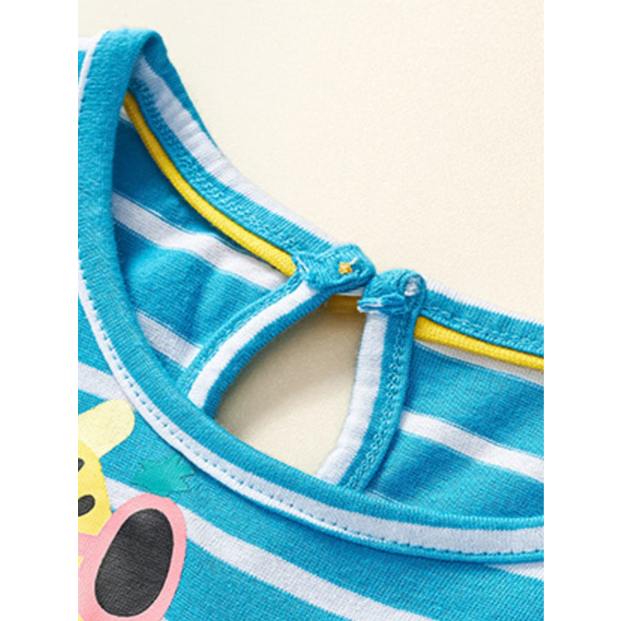 Children’s Striped Animal Print Ruffle Sleeve Dress Apparel and Accessories
