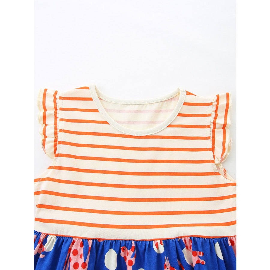 Children’s Striped Animal Print Ruffled Dress Apparel and Accessories