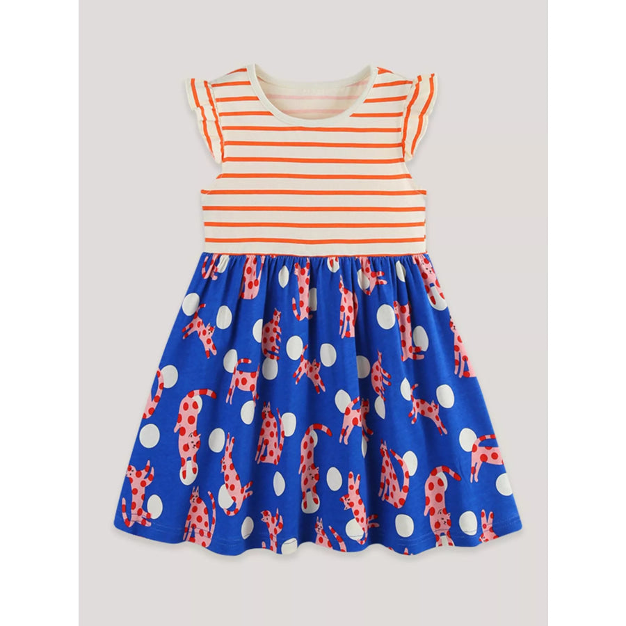 Children’s Striped Animal Print Ruffled Dress Apparel and Accessories