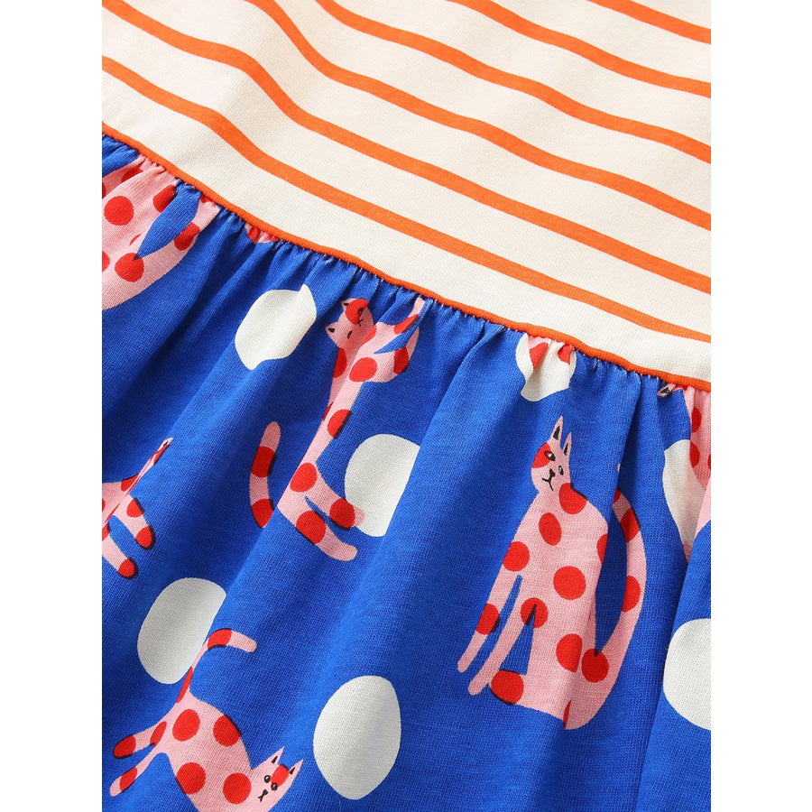 Children’s Striped Animal Print Ruffled Dress Apparel and Accessories