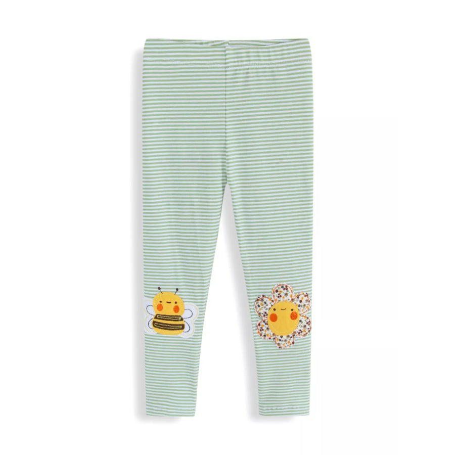Children’s Striped Bee Flower Appliqued Leggings Apparel and Accessories
