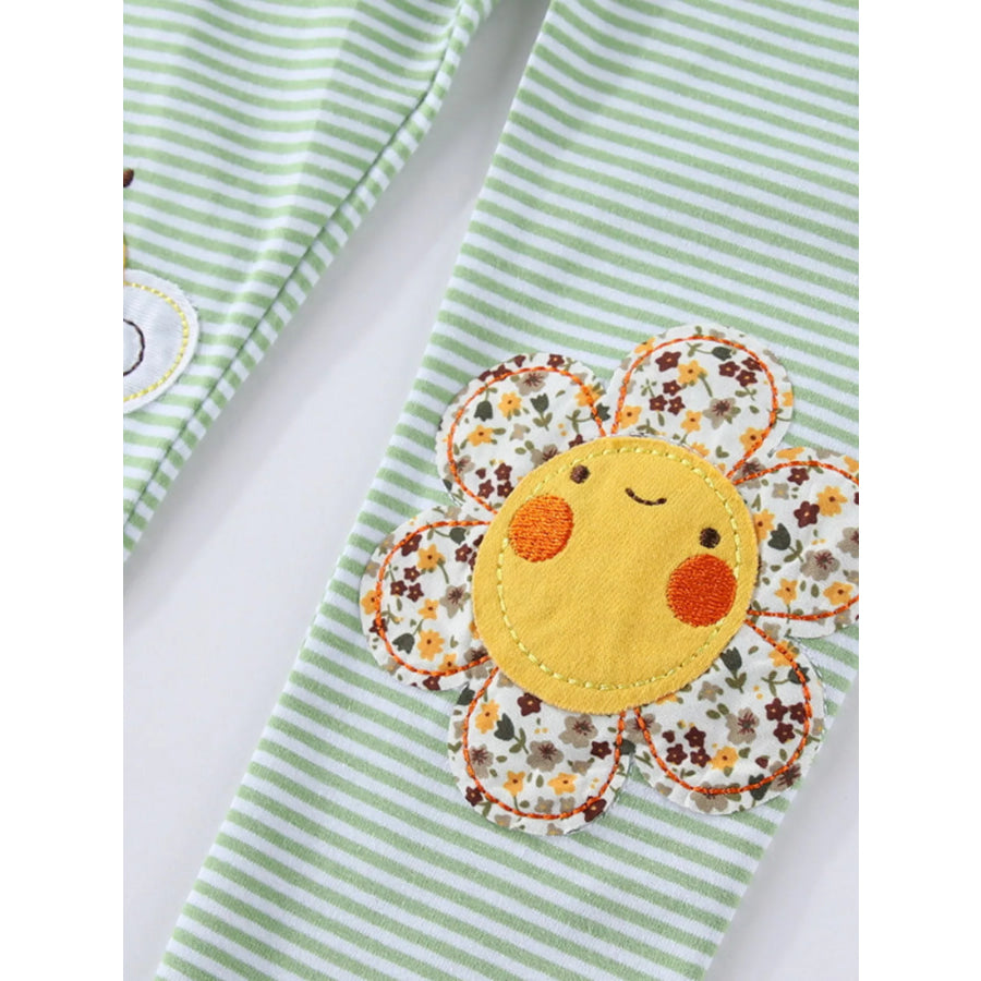 Children’s Striped Bee Flower Appliqued Leggings Apparel and Accessories