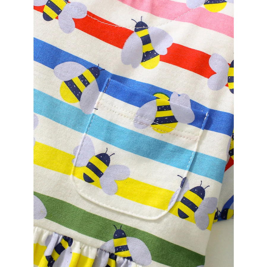 Children’s Striped Bee Print Casual Dress Apparel and Accessories