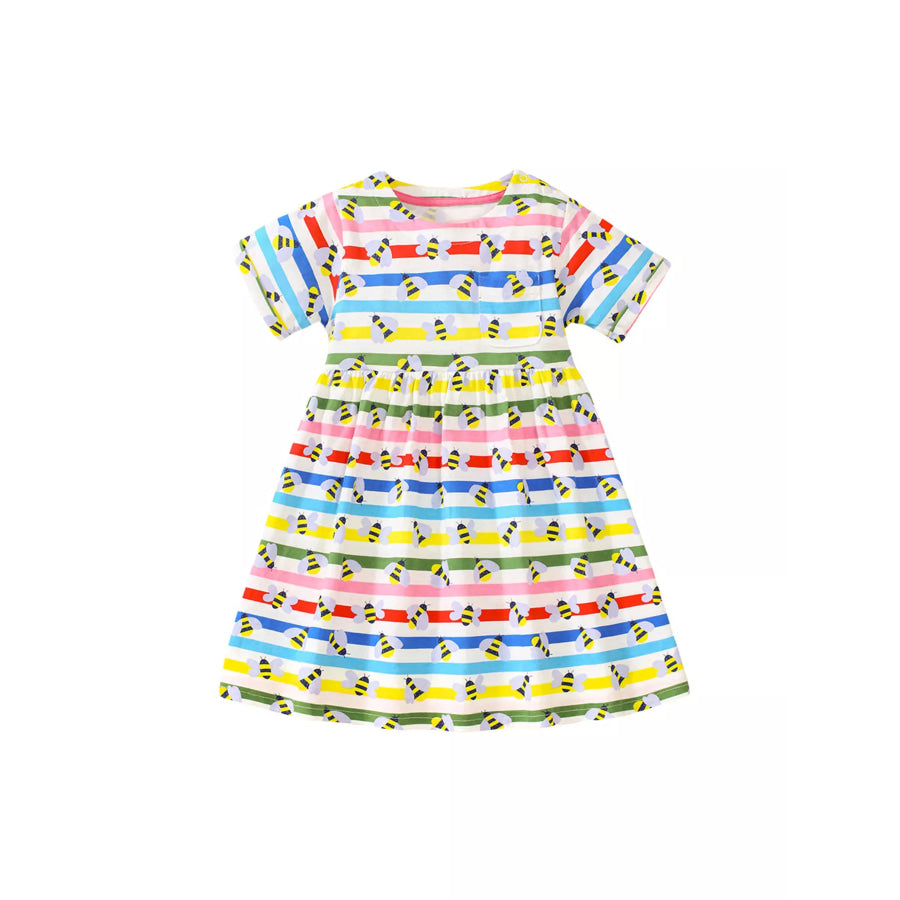 Children’s Striped Bee Print Casual Dress Apparel and Accessories