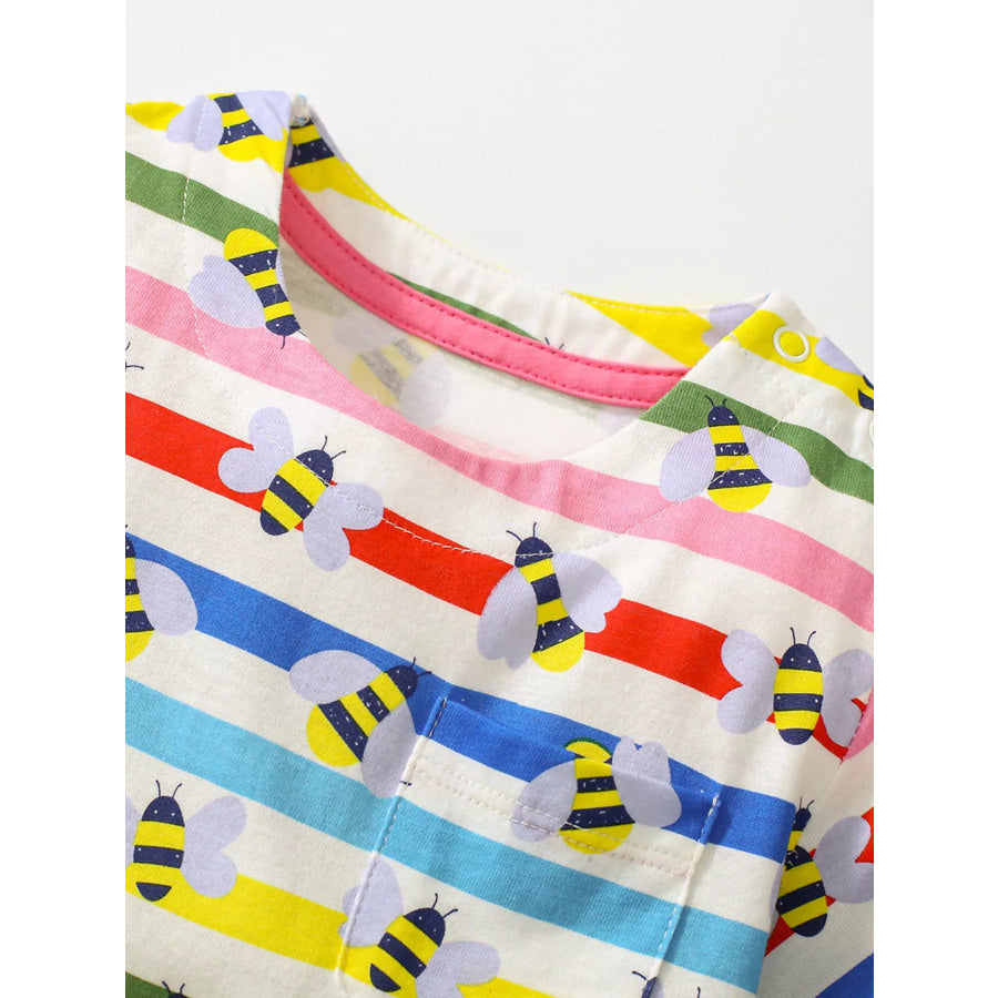 Children’s Striped Bee Print Casual Dress Apparel and Accessories