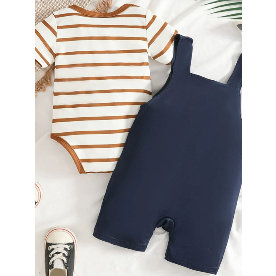 Children’s Striped Bodysuit and Overalls Set Apparel and Accessories
