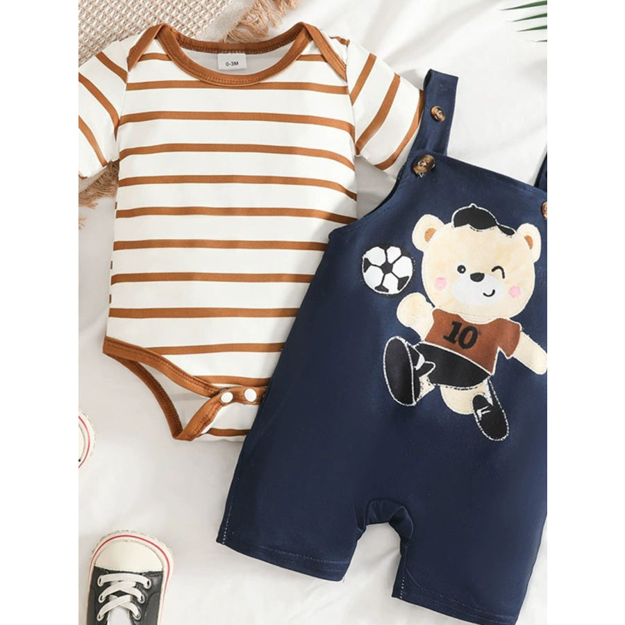 Children’s Striped Bodysuit and Overalls Set Apparel and Accessories