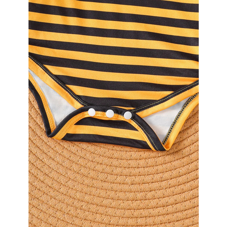 Children’s Striped Bodysuit & Overalls & Headband Set Apparel and Accessories