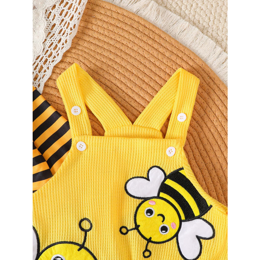 Children’s Striped Bodysuit & Overalls & Headband Set Apparel and Accessories