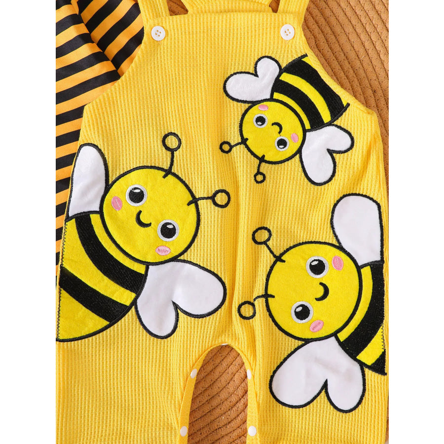 Children’s Striped Bodysuit & Overalls & Headband Set Apparel and Accessories