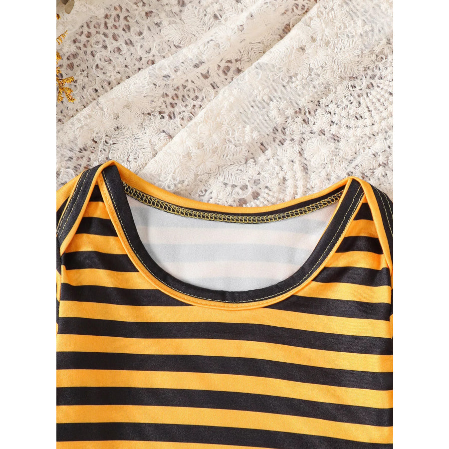 Children’s Striped Bodysuit & Overalls & Headband Set Apparel and Accessories