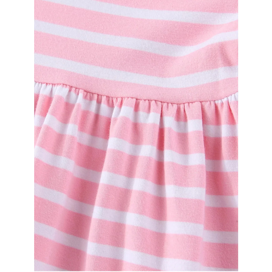 Children’s Striped Bunny Embroidered Dress Apparel and Accessories