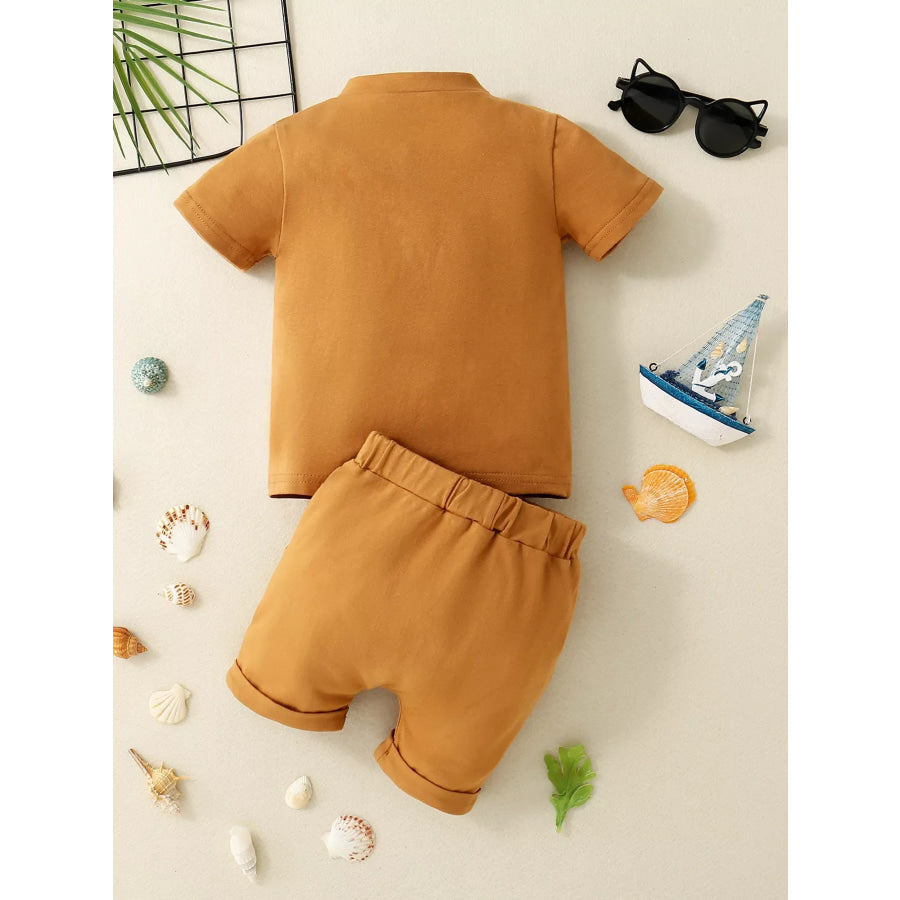 Children’s Striped Button Detail Polo and Shorts Set Apparel Accessories
