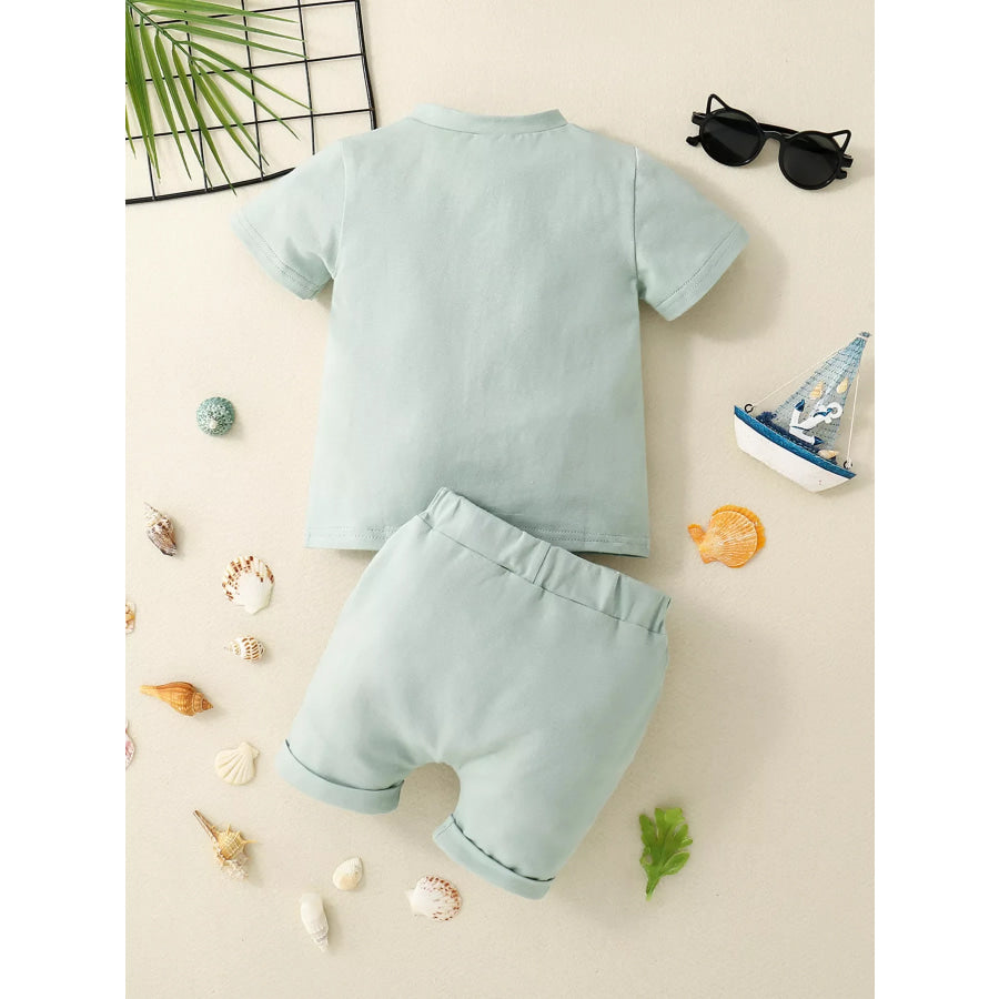 Children’s Striped Button Detail Polo and Shorts Set Apparel Accessories
