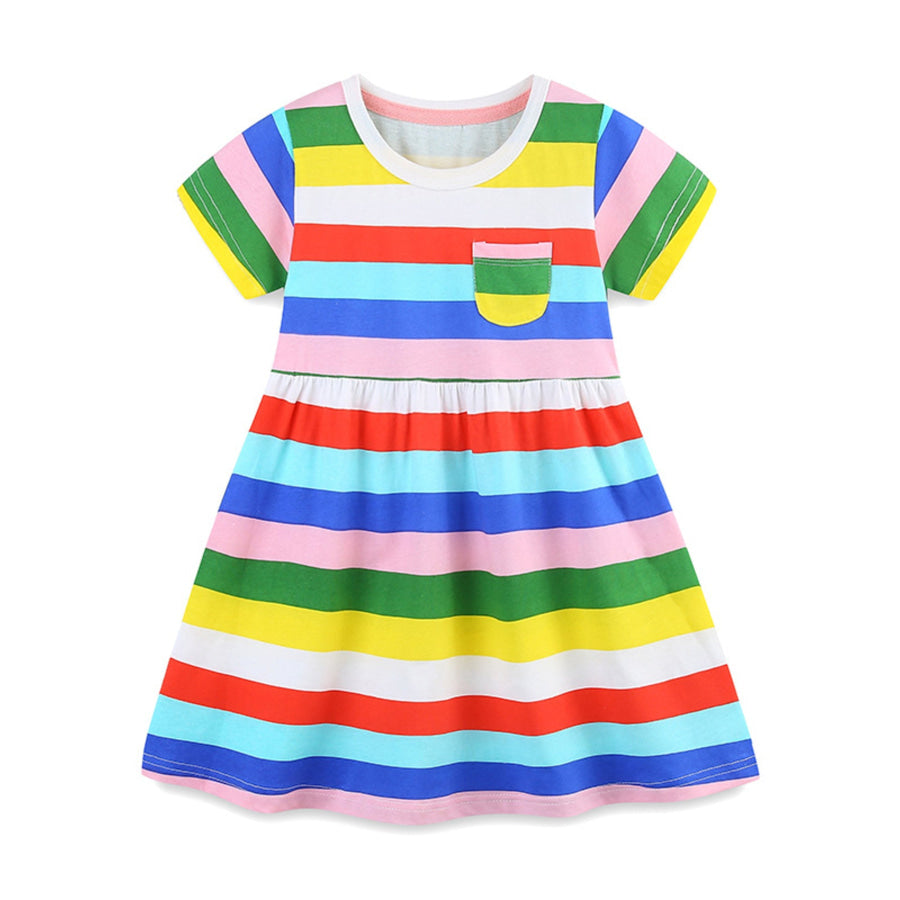Children’s Striped Casual Short Sleeve Dress Apparel and Accessories
